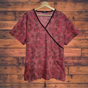 5 for $25🔥Absolute Red‎ Floral Scrub Top 3XL